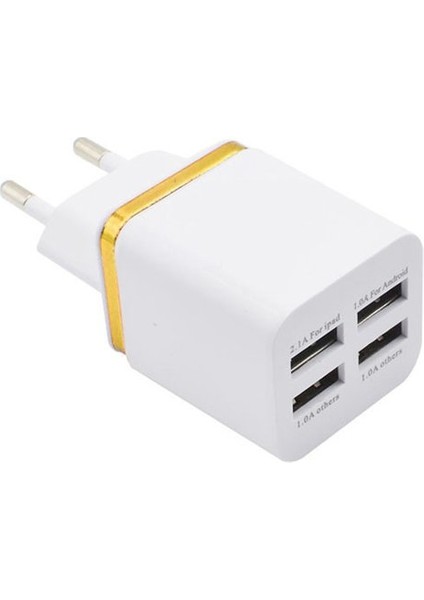 Se Phnom Penh Şarj Cihazı Kaplama 4Usb Telefon Şarj Başlığı 2.1A 4Usb Seyahat Şarj Cihazı -Altın Ab (Yurt Dışından)