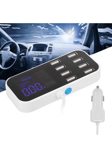 Richer-R Araç Şarj Cihazı 8 Bağlantı Noktalı Hub Taşınabilir 3 Modlu Güç Adaptörü Led Ekranlı Beyaz Şarj Usb Arabalar Çoklu Bağlantı Noktaları 3.0 Otomatik (Yurt Dışından)