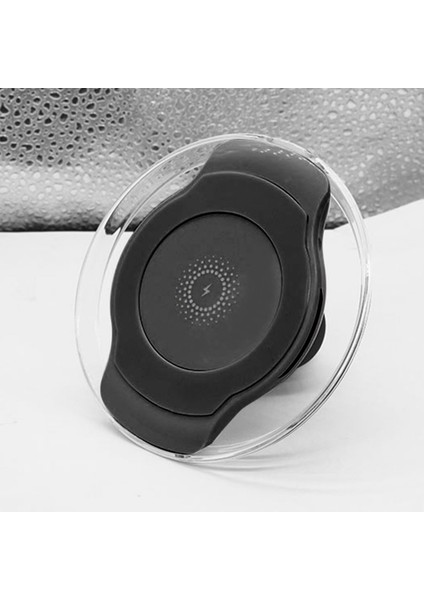 Manyetik Qi Kablosuz Şarj Cihazı Hızlı Şarj Ünitesi Led'Li Araç Telefonu Tutacağı - Gri (Yurt Dışından)