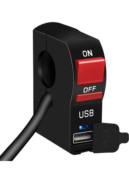Gösterge Işığı Tek Usb Sabit Anahtarlı Motosiklet Far Anahtarı - Siyah (Yurt Dışından)