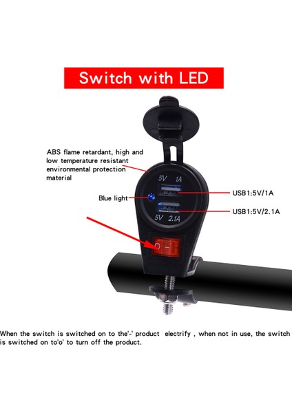 12V/24V 3.1A Çift Usb Araba Motosiklet Şarj Soketi Adaptörü, Led Göstergeli Ve Açma/Kapama Anahtarlı (Yurt Dışından) indirimleri