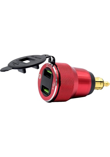 Led Dijital Voltmetre İle Hızlı Şarj Istasyonu Için Motosiklet Tekne Şarj Alüminyum Su Geçirmez Çift Qc3.0 Usb Soketi (Yurt Dışından)