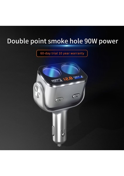 12V Araç Şarj Cihazı Çakmak Soket Splitter Hızlı Şarj Çift Usb Voltaj Göstergesi Evrensel Araç Adaptörü-Gümüş (Yurt Dışından) fırsatları
