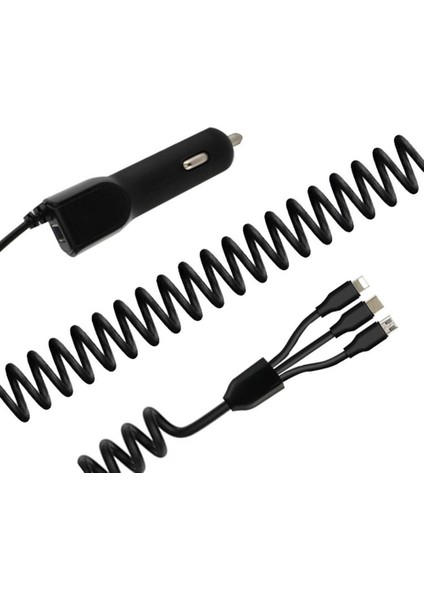 Estima 3'Ü 1 Arada Type-C + 8 Pin + Mico Şarj Kablosu Usb Araç Şarj Cihazı (Yurt Dışından) fiyatları