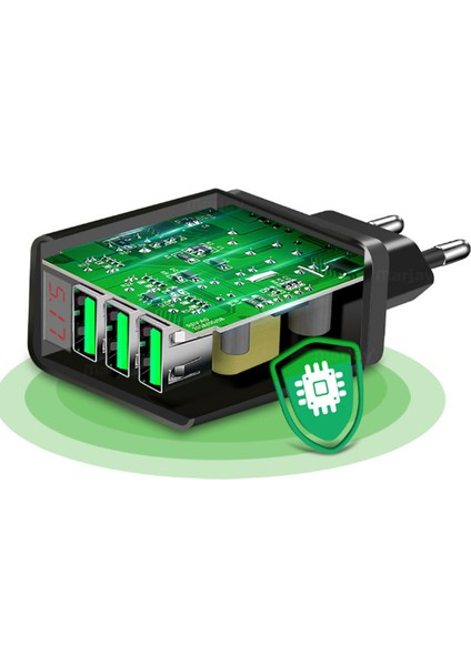 Marjay 3 Bağlantı Noktalı Usb Şarj Cihazı Led Ekran 3.1A Hızlı Şarj Akıllı Telefon Şarj Cihazı Usb Şarj Cihazı-Siyah Eu Fişi (Yurt Dışından) fırsatları