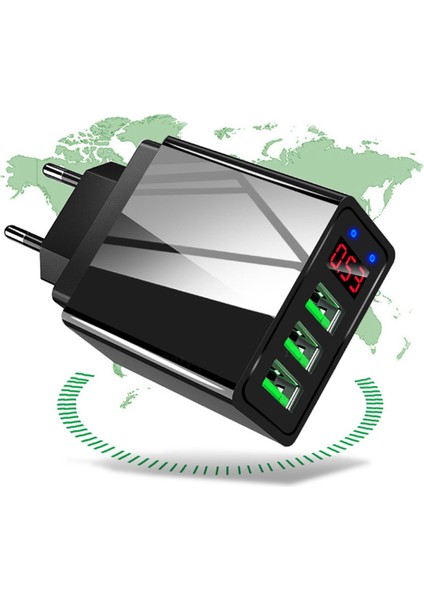 Marjay 3 Bağlantı Noktalı Usb Şarj Cihazı Led Ekran 3.1A Hızlı Şarj Akıllı Telefon Şarj Cihazı Usb Şarj Cihazı-Siyah Eu Fişi (Yurt Dışından) indirimleri