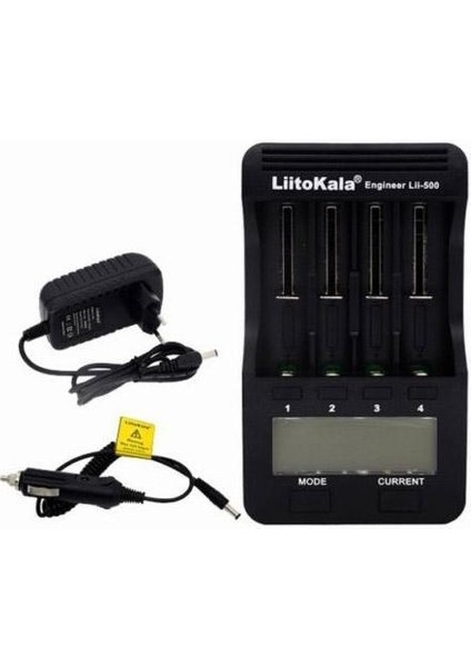 guangdong Spirit Liitokala Lıı-500 4 Yuvalı Lcd Lityum/Nimh Pil Şarj Cihazı+2A Adaptörlü Araç Şarj Cihazı - Siyah (Yurt Dışından) modelleri