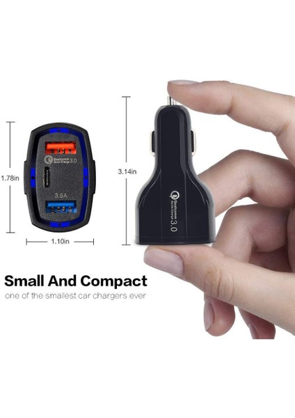 Usb Tip C Araç Şarj Cihazı -Usb C Hızlı Şarj 3.0 Usb Araç Şarj Cihazı (Siyah) (Yurt Dışından) modelleri