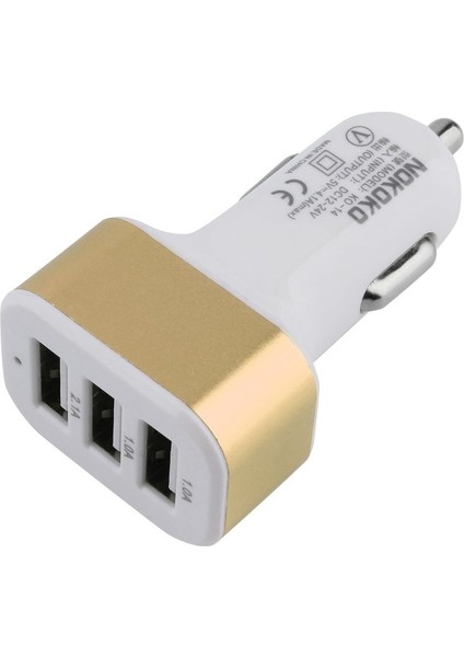 Se Üçlü Usb Evrensel Araç Şarj Adaptörü 3-Port 2.1A 1A 1A Telefonlar Için -Altın (Yurt Dışından) indirimleri