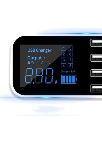 8 Port Usb Araç Hızlı Şarj Telefon Şarj Cihazı 40W Led Ekranlı Iphone Android Samsung Şarj Cihazı Için Uygun (Yurt Dışından) fiyatları