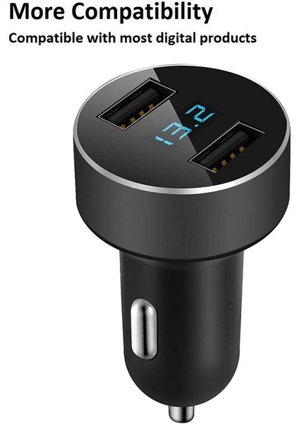 Çift Usb Araç Şarj Çıkışı 4 8A Araç Adaptörü Çakmak Gerilim Ölçer İphone İpad Samsung Lg Için Uyumlu Diğer Usb Cihazları Siyah (Yurt Dışından) indirimleri