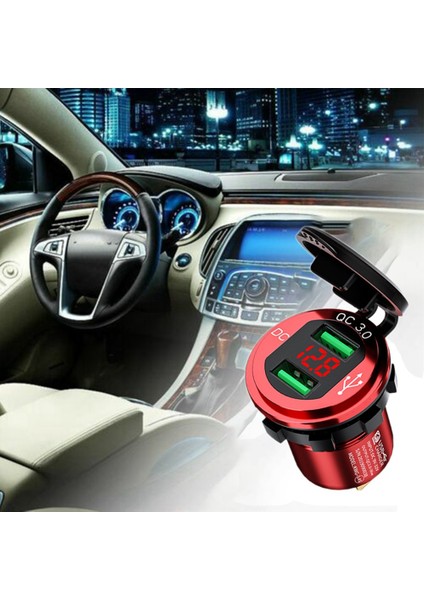 2 Takım Kewig Araba Usb Şarj Qc 3.0A Çift Usb Soket Voltaj İle Deniz, Motosiklet, Kırmızı Ve Mavi Için Led Dijital Ekran (Yurt Dışından) fiyatları