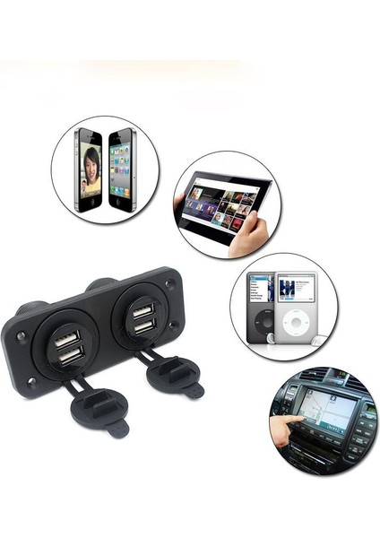 Araba Soket Paneli 4 Usb Şarj Cihazı Güç Güç Adaptörü Çıkış Tekne Aksesuarı 12V (Yurt Dışından)