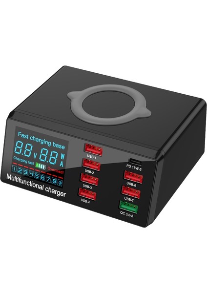 100W Çoklu Usb Hızlı Şarj Cihazı 8 Port Usb Lcd Hızlı Şarj 3.0 Pd 30W 10W Kablosuz Akıllı Telefon Için Şarj Ingiltere Tak (Yurt Dışından)