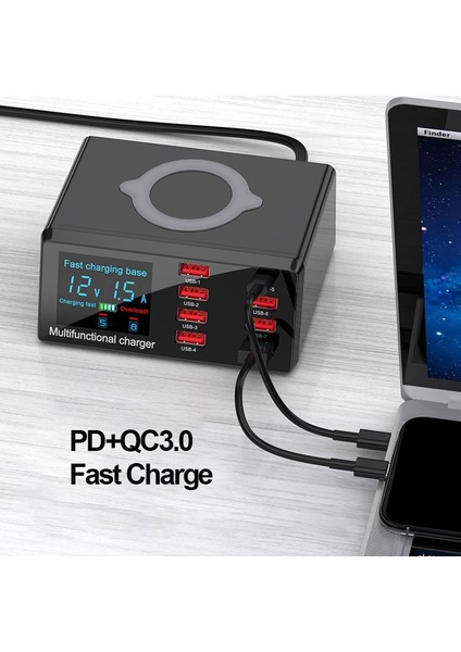 100W Çoklu Usb Hızlı Şarj Cihazı 8 Port Usb Lcd Hızlı Şarj 3.0 Pd 30W 10W Kablosuz Akıllı Telefon Için Şarj Ingiltere Tak (Yurt Dışından) fırsatları