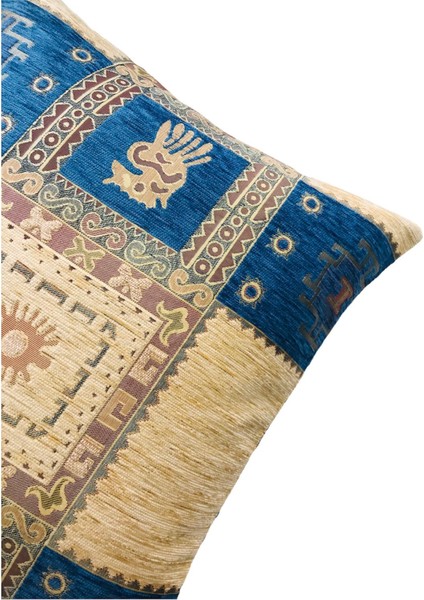 Geometrik Desenli Açık Mavi Kırlent Kılıfı 45 x 45 cm modelleri