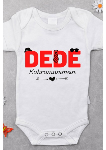 Kahramanımsın Dede Desenli Kısa Kol Body