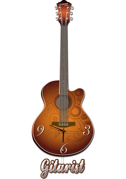 RacartShop Gitar 1 Sallanır Sarkaçlı Duvar Saati