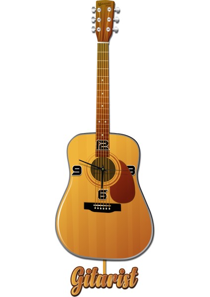 RacartShop Gitar 4 Sallanır Sarkaçlı Duvar Saati