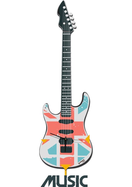RacartShop Gitar 6 Sallanır Sarkaçlı Duvar Saati