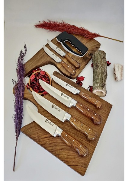 Karma Set Sebze Ekmek Bıçağı + Kasap Bıçağı + Bileme Aparatı