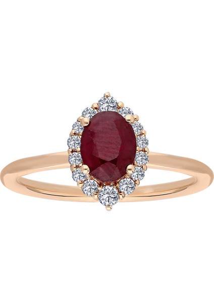 Pırlanta ve Oval Yakut Taşlı Alya Yüzük 0442R0019