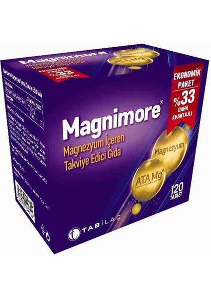 Magnimore Magnezyum Içeren Takviye Edici Gıda 120 Tablet