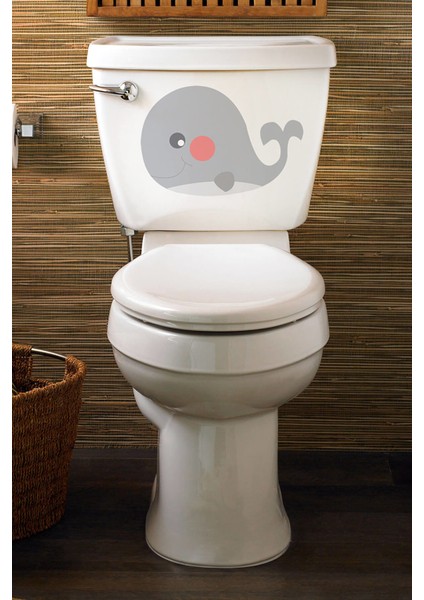 Sevimli Balina Figürlü Banyo Klozet Kapağı Sticker
