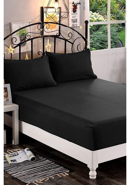 Ranforce Kumaş Lastikli Çarşaf Takımı 140x190 Siyah