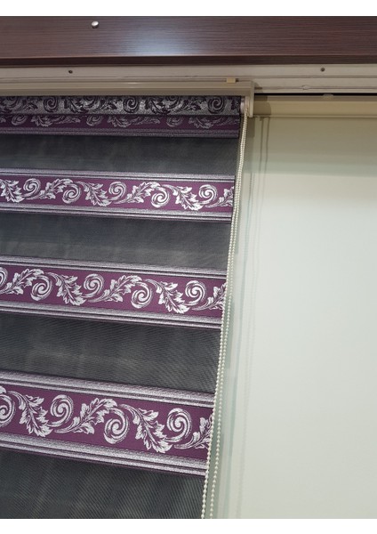 Simli Bordür Desenli Salon Zebra Stor Perde EP4420921