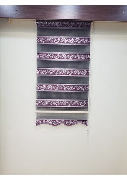 Simli Bordür Desenli Salon Zebra Stor Perde EP4420921