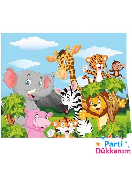 Safari Temalı 120 x 180 cm Doğum Günü Plastik Masa Örtüsü fiyatları