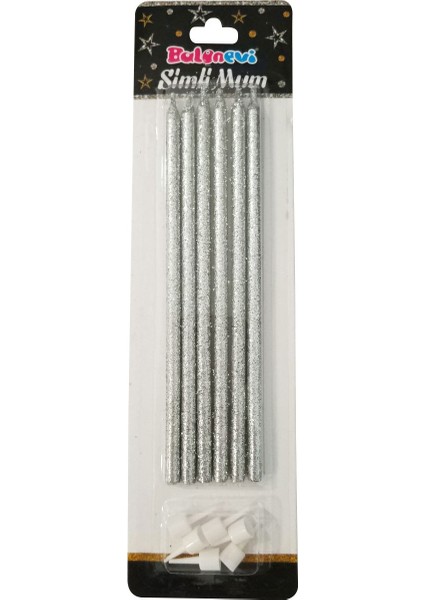 6 Adet Uzun Ince Gümüş Parlak Pasta Mumu Mum Altlığı 20 cm fiyatları