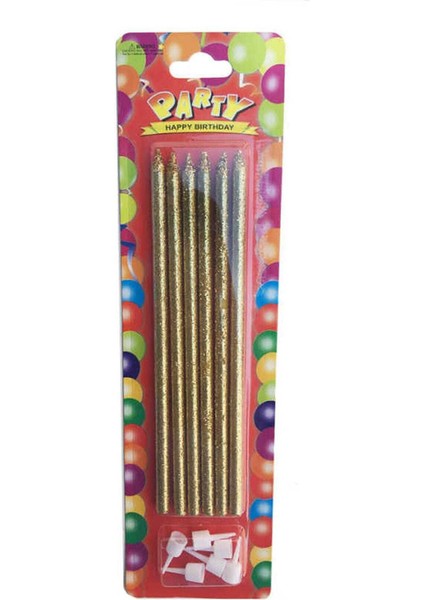 6 Adet Uzun Ince Gold Parlak Pasta Mumu Mum Altlığı 20 cm fiyatları