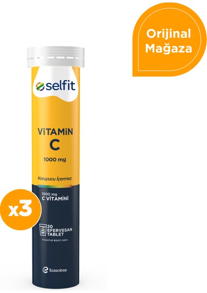 Vitamin C 1000 Mg 20 Efervesan Tablet x 3 Adet