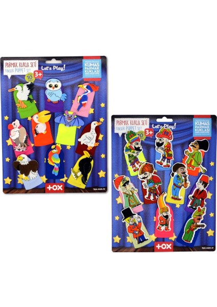 2 Set - 20 Parça Tox Hacivat Karagöz ve Uçan Hayvanlar Parmak Kukla T224 T222