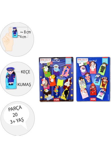 2 Set - 20 Parça Tox Meslekler ve Uçan Hayvanlar Parmak Kukla T76-2 T222