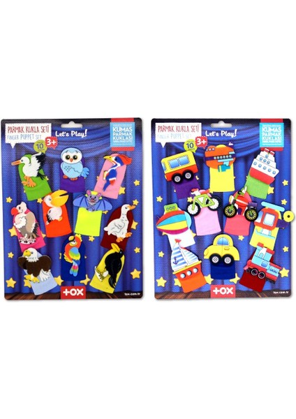 2 Set - 20 Parça Tox Taşıtlar ve Uçan Hayvanlar Parmak Kukla T181 T222