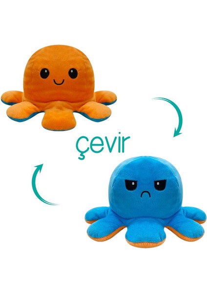 Peluş Duygulu Ahtapot Oyuncak 17 cm Mavi