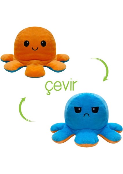 Peluş Duygulu Ahtapot Oyuncak 14 cm Mavi