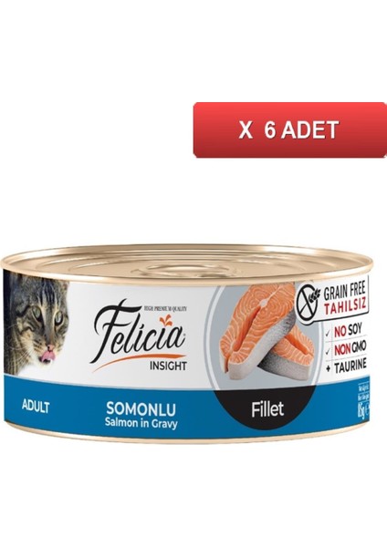 Somonlu Fileto Tahılsız Kedi Konservesi 85 gr (6 Adet)