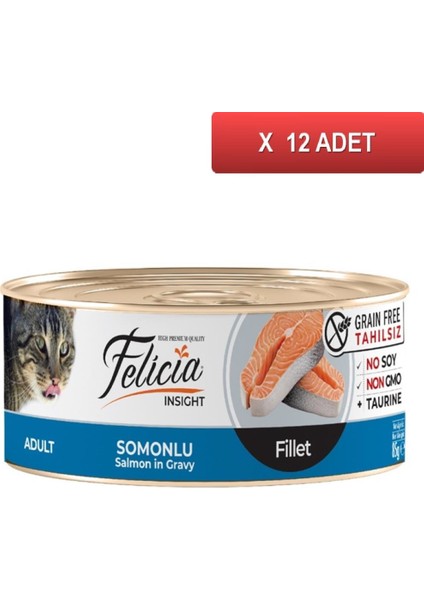 Somonlu Fileto Tahılsız Kedi Konservesi 85 gr (12 Adet)