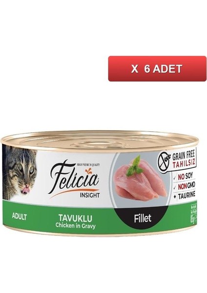 Tavuklu Fileto Tahılsız Kedi Konservesi 85 gr (6 Adet)