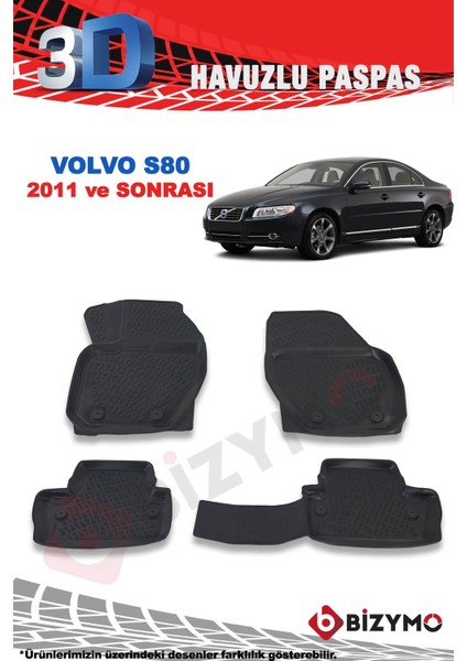 Volvo S80 2011 ve Sonrası 3D Paspas Takımı Bizymo