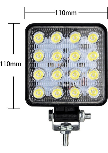 ZAUSS 2 Adet 16 LED Kare Lamba Off Road Traktör Tekne (110 x 110 Mm)