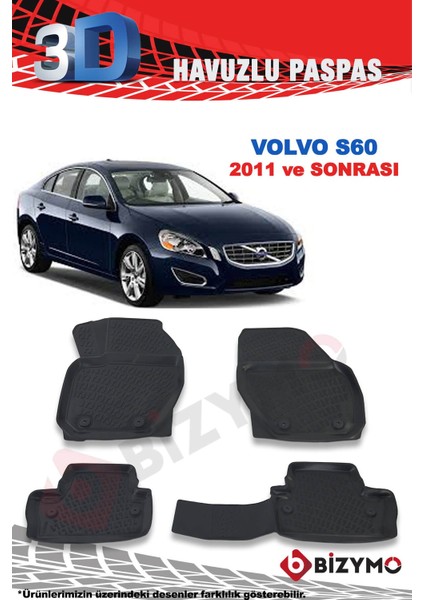 Volvo S60 2011 ve Sonrası 3D Paspas Takımı Bizymo