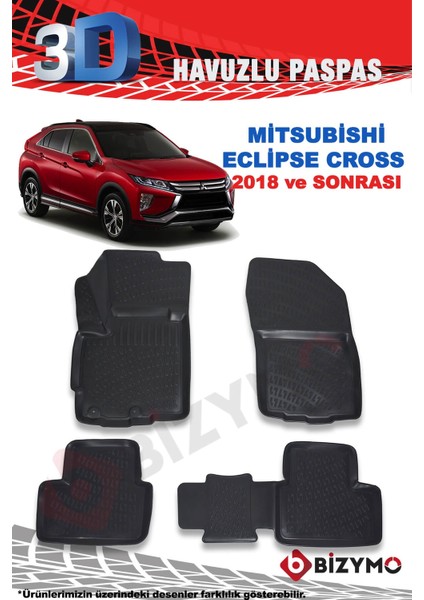 Mitsubishi Eclipse Cross 2018+ 3D Havuzlu Paspas Takımı Bizymo