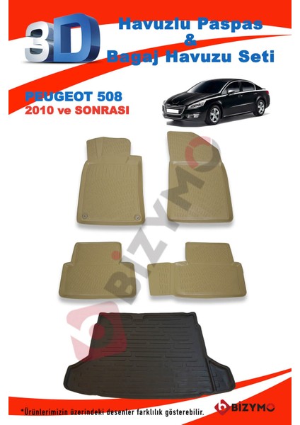 Peugeot 508 2010 ve Sonrası Bej Paspas ve Bagaj Havuzu Seti