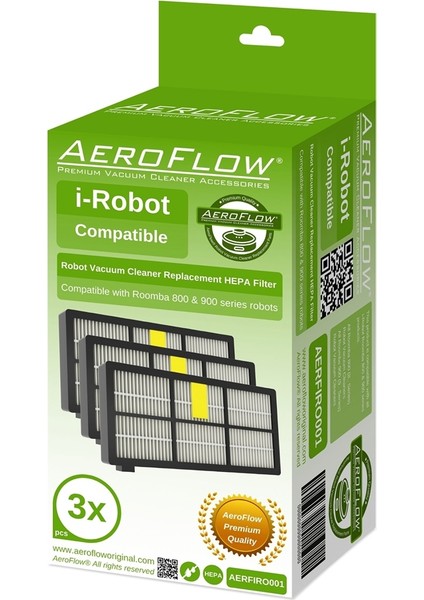 Aeroflow Orijinal I-Robot Roombaa 800/900 Serisi Filtre 3'lü Paket (Garantili)