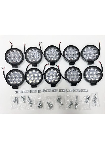 10 Adet 14 LED Yuvarlak Off Road Sis Farı Sis Lambası Çalışma Lambası Projektör